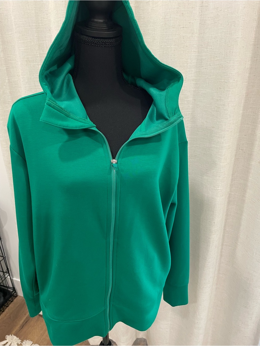 Women's Green Zip-Up Hoodie Sweatshirt